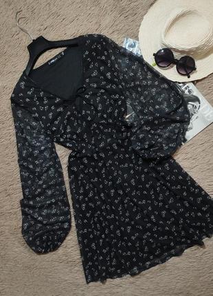 Шикарное платье сетка с объемными рукавами / платье / сарафан