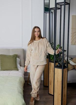 Жіноча піжама махрова тепла домашній костюм р. s,m,l,xl