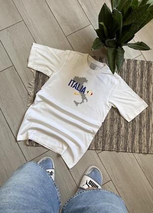 Винтажная футболка nike italia белая с логотипом футбольная джерси размер s