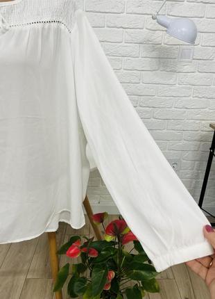 Блузка блуза нарядная біла довгий рукав  р54 бренд "janina"5 фото