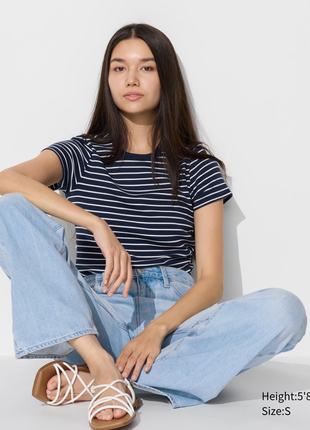 Футболка uniqlo мягкая, в рубчик, в полоску
