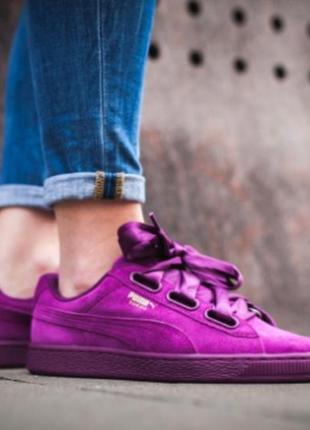 Puma suede heart satin малинові