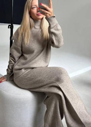 М'якесенький та затишний костюм 🥰 брюки та гольф вільного крою, штани светр свитер