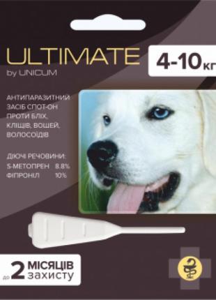 Краплі від бліх, кліщів, вошей, волосоїдів для собак unicum ultimate 4-10 кг 0,8 мл