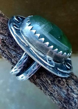 Шикарный авторский серебряный кольцо с натуральным волосатиком ручная работа единственный экземпляр 16.57 фото