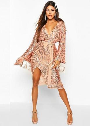 Распродажа платье boohoo миди asos кимоно пайетки6 фото