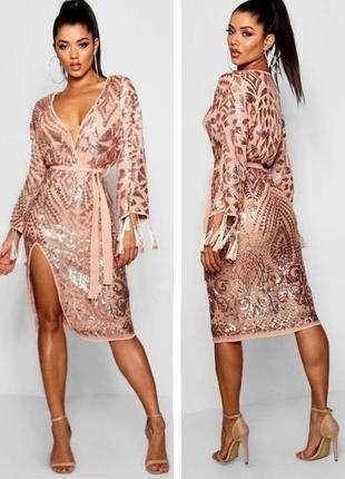 Распродажа платье boohoo миди asos кимоно пайетки7 фото