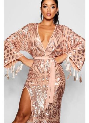 Распродажа платье boohoo миди asos кимоно пайетки2 фото