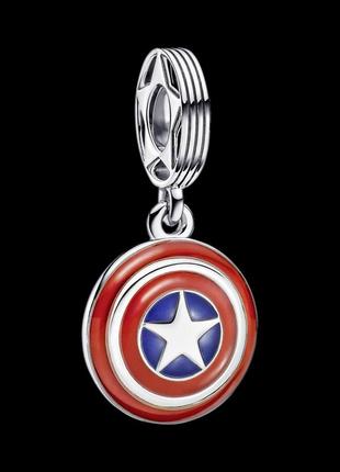 Серебряный шарм pandora  щит капитана америки 790780c01