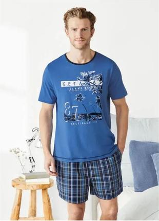 Пижама мужская футболка шорты домашний костюм л 52/542 фото