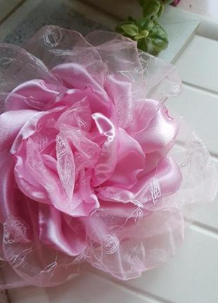 Нежный цветок брошка розовая 21 см.5 фото