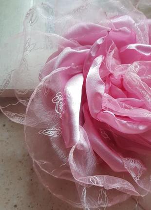 Ніжна квітка брошка рожева 21 см.6 фото