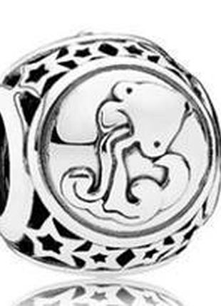 Серебряный шарм pandora  "водолей"