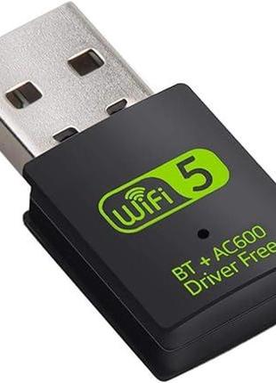 Двухдиапазонный usb wi-fi 5 (ac) 600mbps + bt4.2 адаптер ac600 2.4/5ghz black + bluetooth 4.2