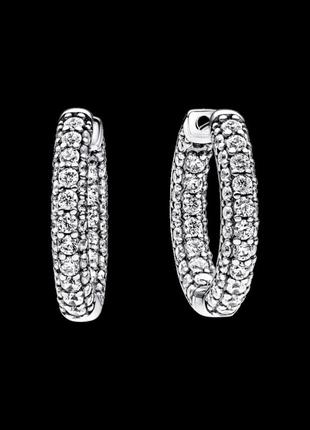 Серебряные серьги пандора "ряд паве"