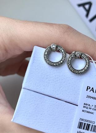 Подарочный набор pandora «блестящий круг» комплект пандора серьги пандора ожерелье pandora цепочка pandora серебро 925 кулон7 фото
