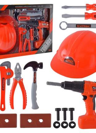 Набір інструментів mx-133 з каскою на батарейках. в коробці р.43*6*31 см