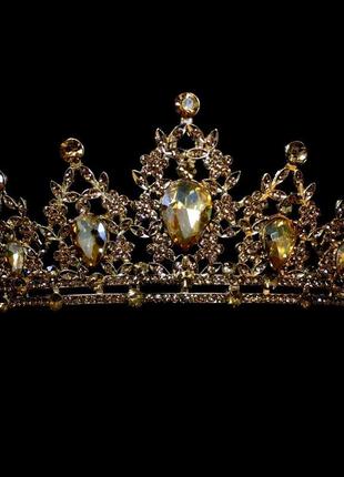 Корона ( тиара, диадема) цвет метала золото, стразы golden shadow