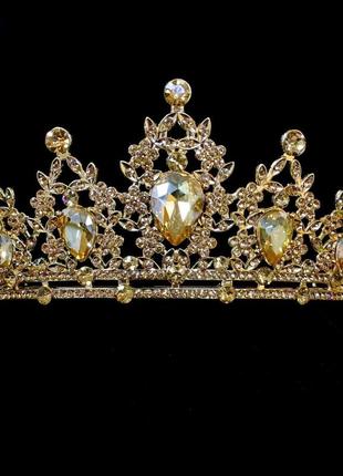 Корона ( тиара, диадема) цвет метала золото, стразы golden shadow
