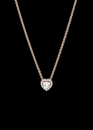 Серебряное колье pandora    "блестящее сердце" 388425c01