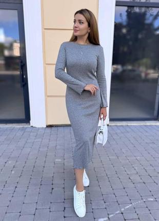 Ангорова сукня на осінь міді сіра (розміри 42/44, 46/48, 50/52)