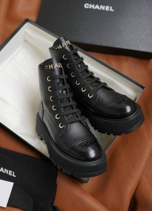 Ботинки сапоги в стиле chanel кожа