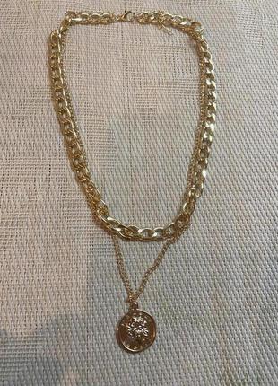 Намисто в стилі ретро об'ємний багатошаровий ланцюжок