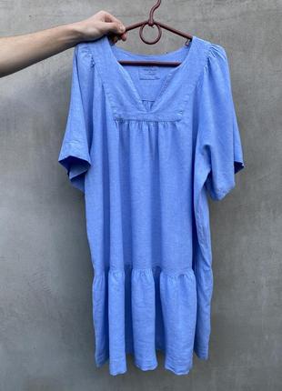 Льняное голубое платье2 фото