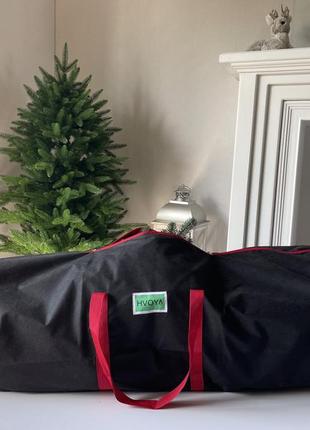 Сумка-чехол для хранения искусственной елки высотой до 2 м чёрная с красными ручкам