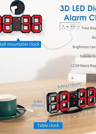 3d-светодиодные настенные часы, настройка яркости будильник,(с кабелем, но не с...