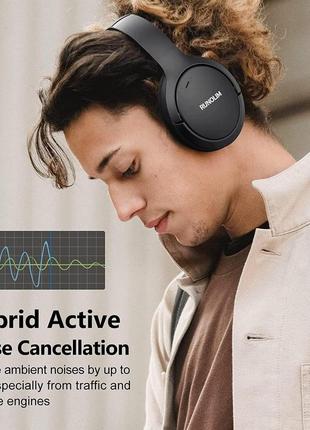 Навушники runolim bluetooth over-ear з активним шумозаглушенням, бездротові, 65 годин автономної роботи в режимі anc, hi-res аудіо