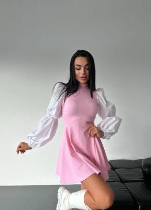 Сукня в стилі zara рубчик з довгими рукавами5 фото