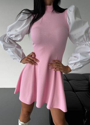 Сукня в стилі zara рубчик з довгими рукавами2 фото