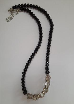 Намисто чорне чеський кришталь hand made