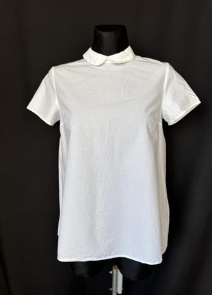 Cos біла блузка сорочка з цікавою спинкою в складку плісирована плісе короткий рукав стиль наїв, як у sacai