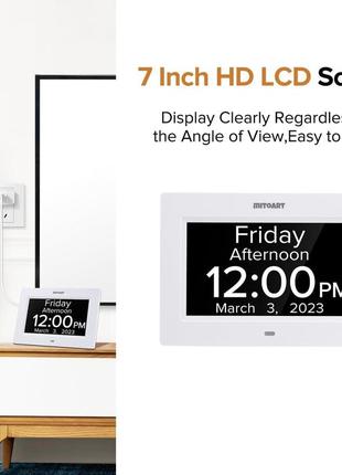 Цифровые календарные будильники для пожилых людей, 7-дюймовые часы для людей с...