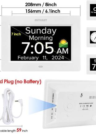 Цифровые календарные будильники для пожилых людей, 7-дюймовые часы для людей с...