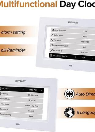 Цифровые календарные будильники для пожилых людей, 7-дюймовые часы для людей с...