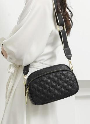 Жіноча сумка з натуральної шкіри через плече чорна,якісна модна трендова сумочка натуральної шкіри