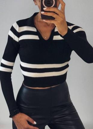 Кофта-поло вкорочена модель з комірком 2