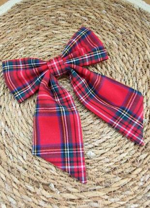 Бант на заколке шотландка n1