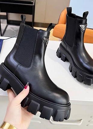 Сапоги prada ботинки глади ботинки кожаные сапоги