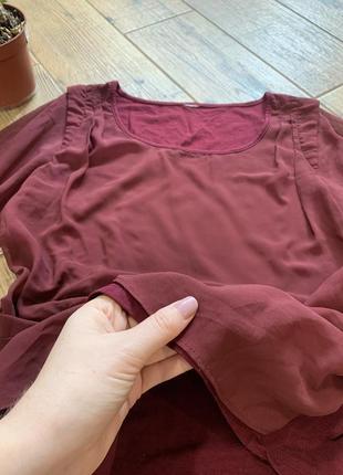 Шикарна блуза кольору марсала бордова укорочена кроп топ лонгслив3 фото