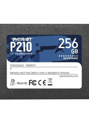 Твердотельный накопитель ssd жесткий диск patriot p210 256gb 2.5" sataiii 3d qlc (p210s256g25)