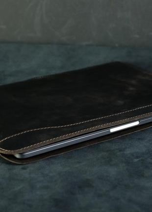 Кожаный чехол для macbook, модель №26, винтажная кожа, цвет коричневый, оттенок шоколад3 фото