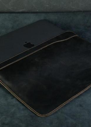 Кожаный чехол для macbook, модель №26, винтажная кожа, цвет коричневый, оттенок шоколад4 фото