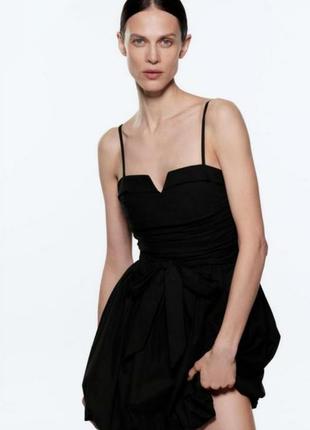 Zara black poplin объемное латте из поплина /10739/