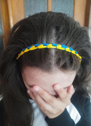 Патриотическая повязка для волос эластичный обруч повязка плетения лентами для косей ободок стрейчевый украинский