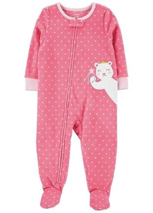Теплий флісовий чоловічок сліп піжама комбінезон carter’s картерс для дівчинки