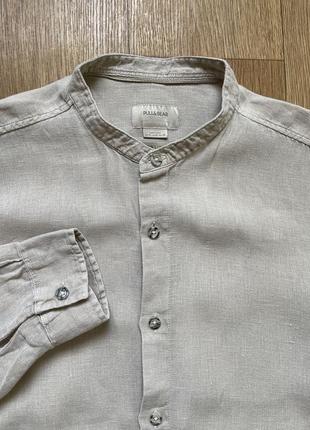 Сорочка лляна без коміра pull&bear розмір m